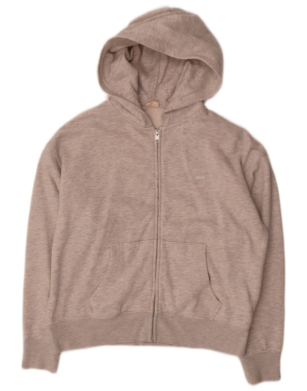 Levi's Damen-Pullover mit übergroßem Reißverschluss und Kapuze, UK 6, XS, graue Baumwolle