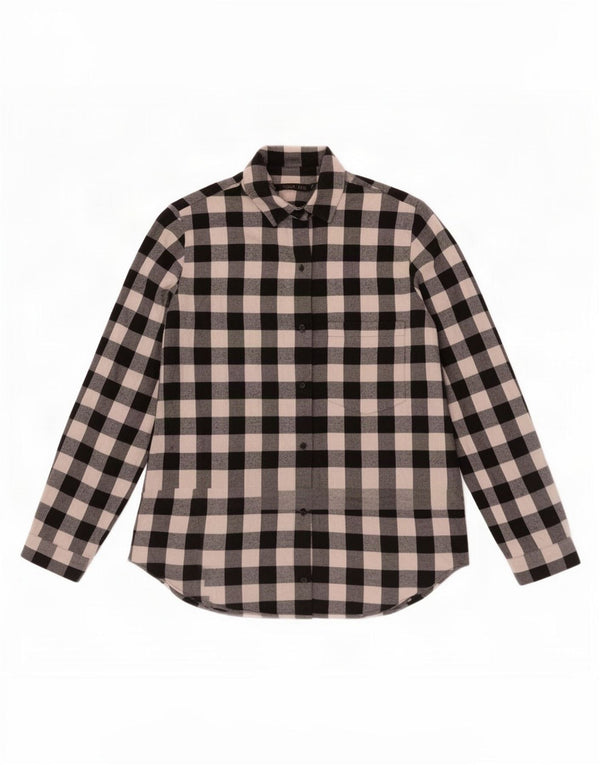 Zara Damen-Hemd UK 14 Large Black Gingham Cotton