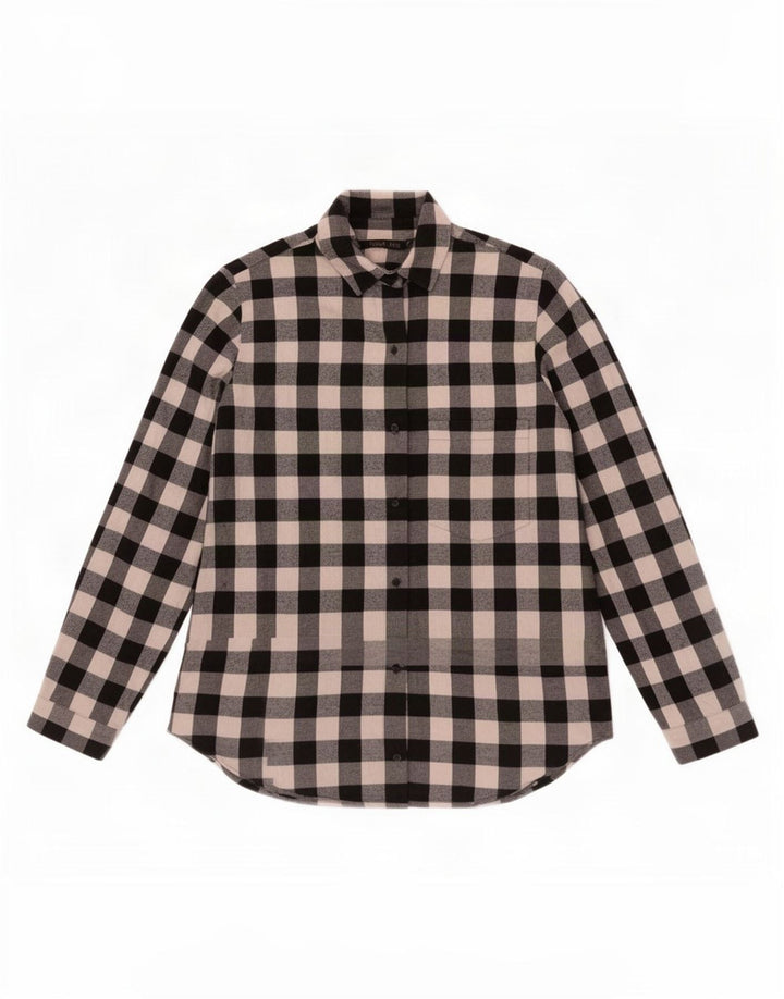 Zara Damen-Hemd UK 14 Large Black Gingham Cotton