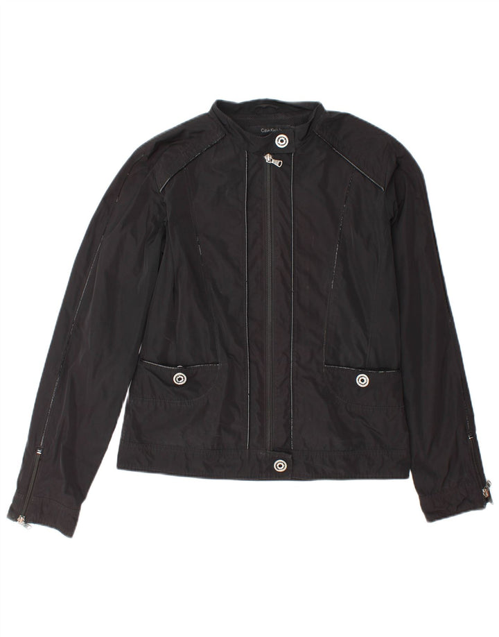 Calvin Klein Damen Bomberjacke UK 12 Medium Schwarz