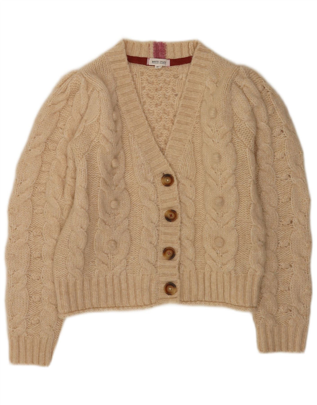 White Stuff Damen-Cardigan-Pullover UK 16 Large Beige Polyester