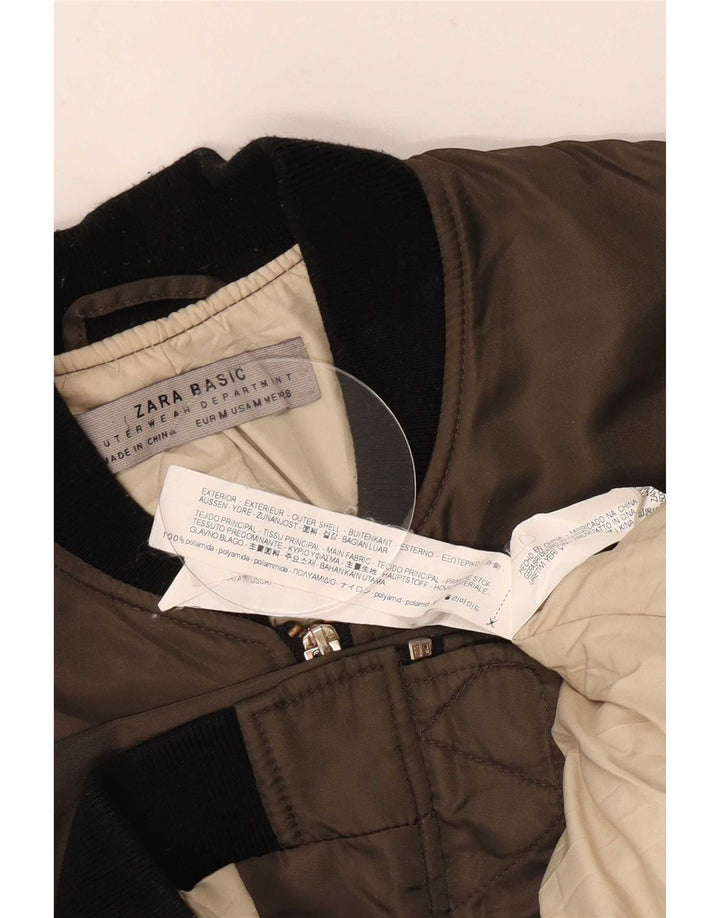 Übergroße Bomberjacke für Damen von Zara, UK 14, mittlerer Khaki-Farbblock