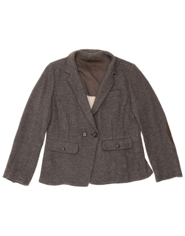 Marella Damen Zweireihiger Strickblazer UK 18 XL Graue Wolle