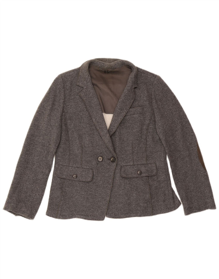 Marella Damen Zweireihiger Strickblazer UK 18 XL Graue Wolle