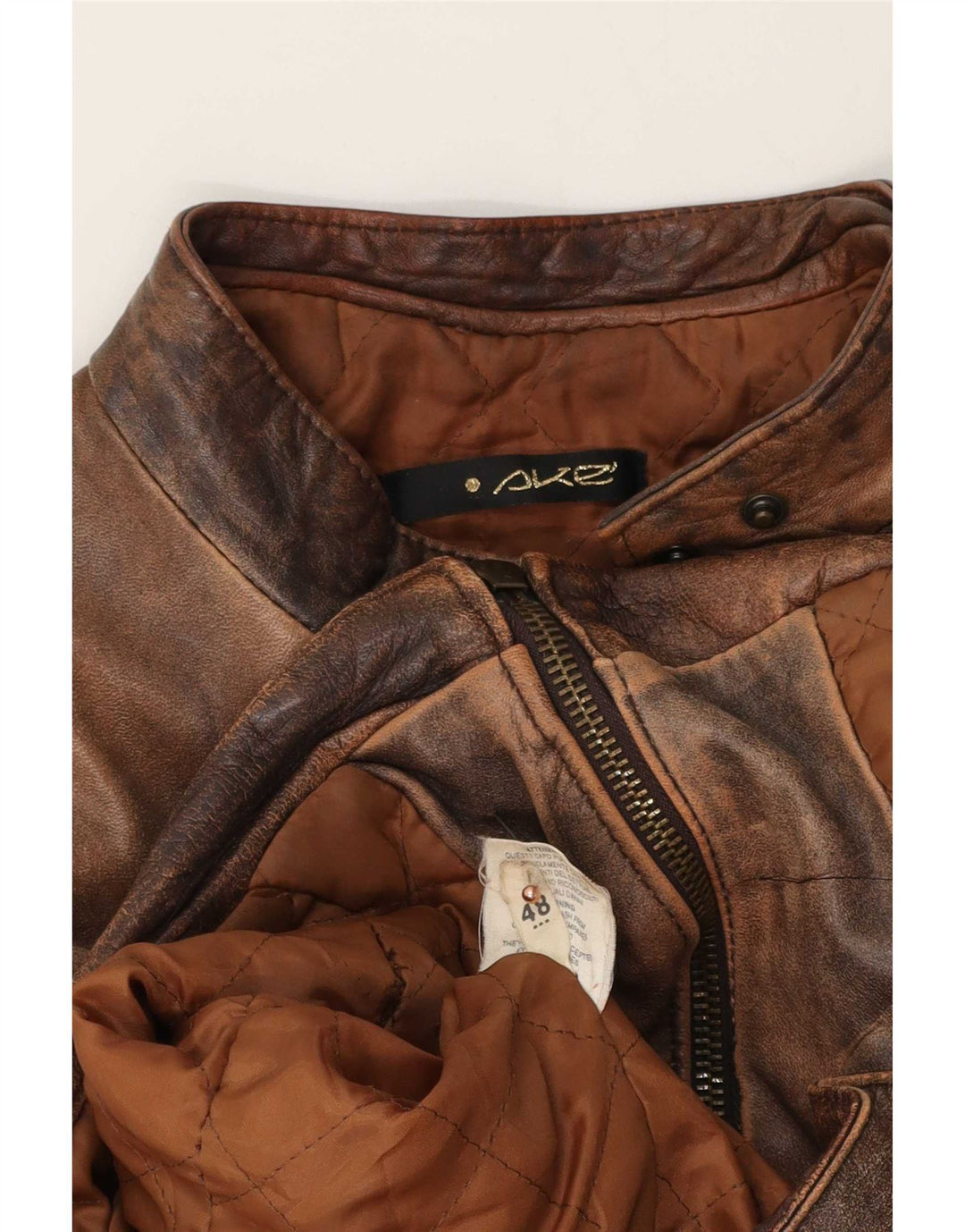 Vintage Damen Leder Racer Jacke IT 48 XL Braun