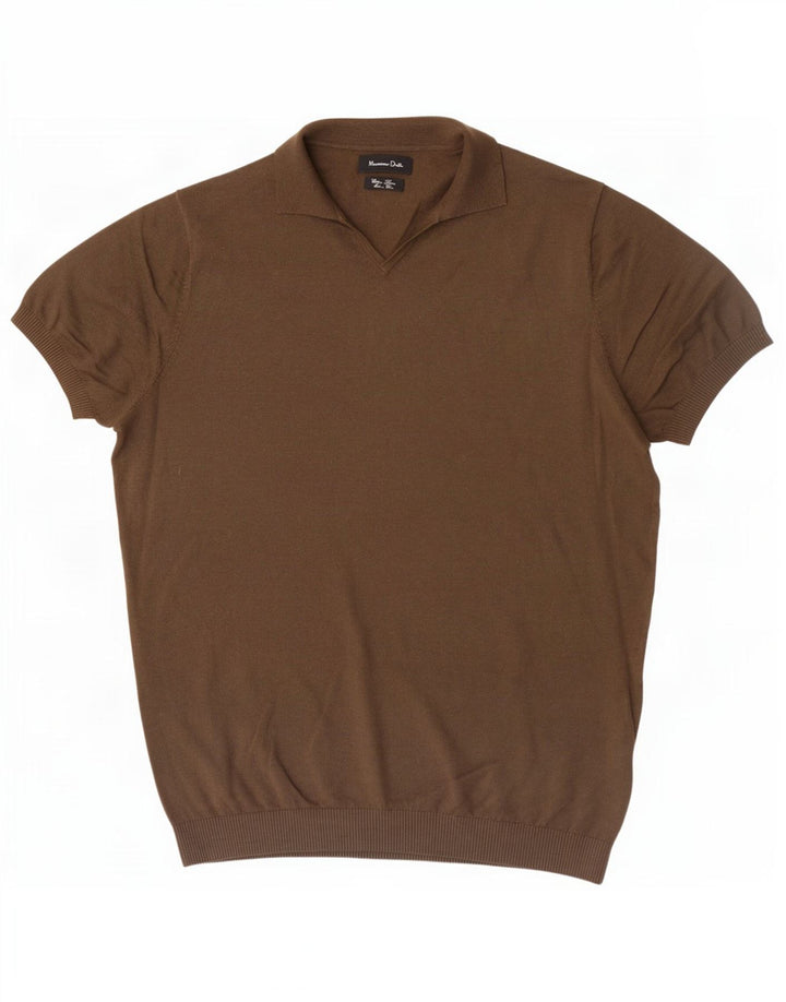 Massimo Dutti Herren-Poloshirt aus mittlerer Khaki-Baumwolle