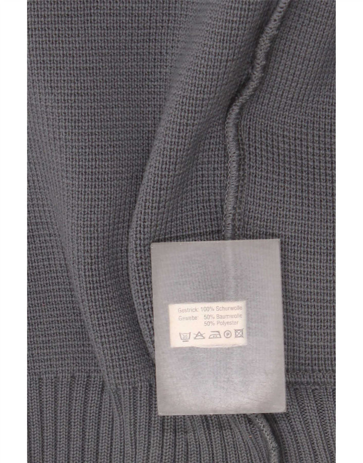 Vintage Herren Cardigan Pullover EU 40 Mittelgraue Wolle
