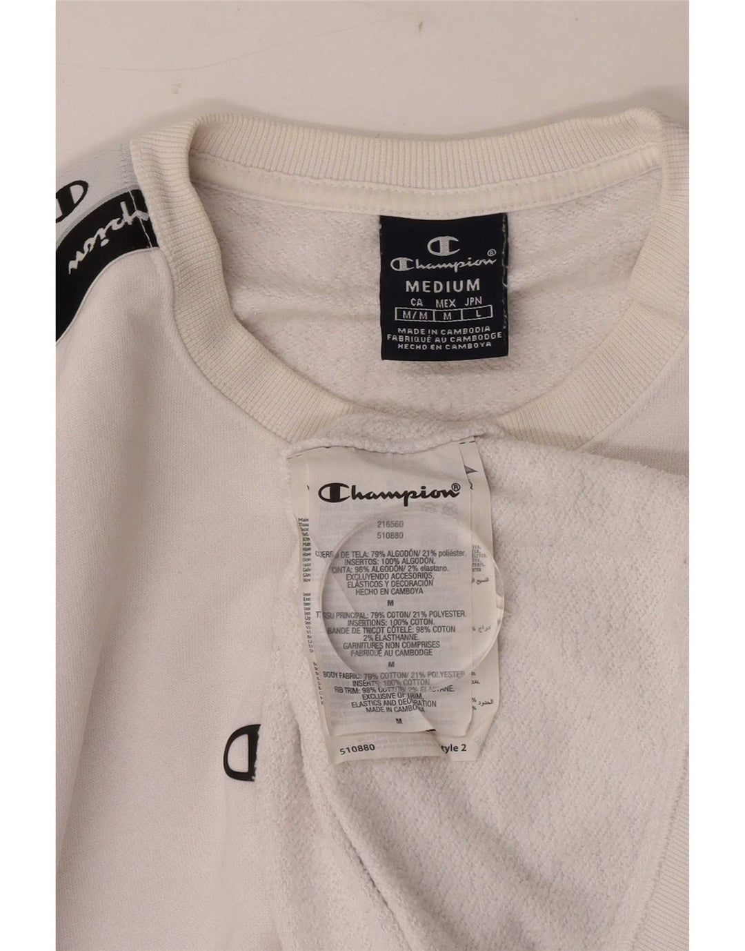 Champion Herren-Sweatshirt mit Grafik, mittelweiße Colourblock-Baumwolle