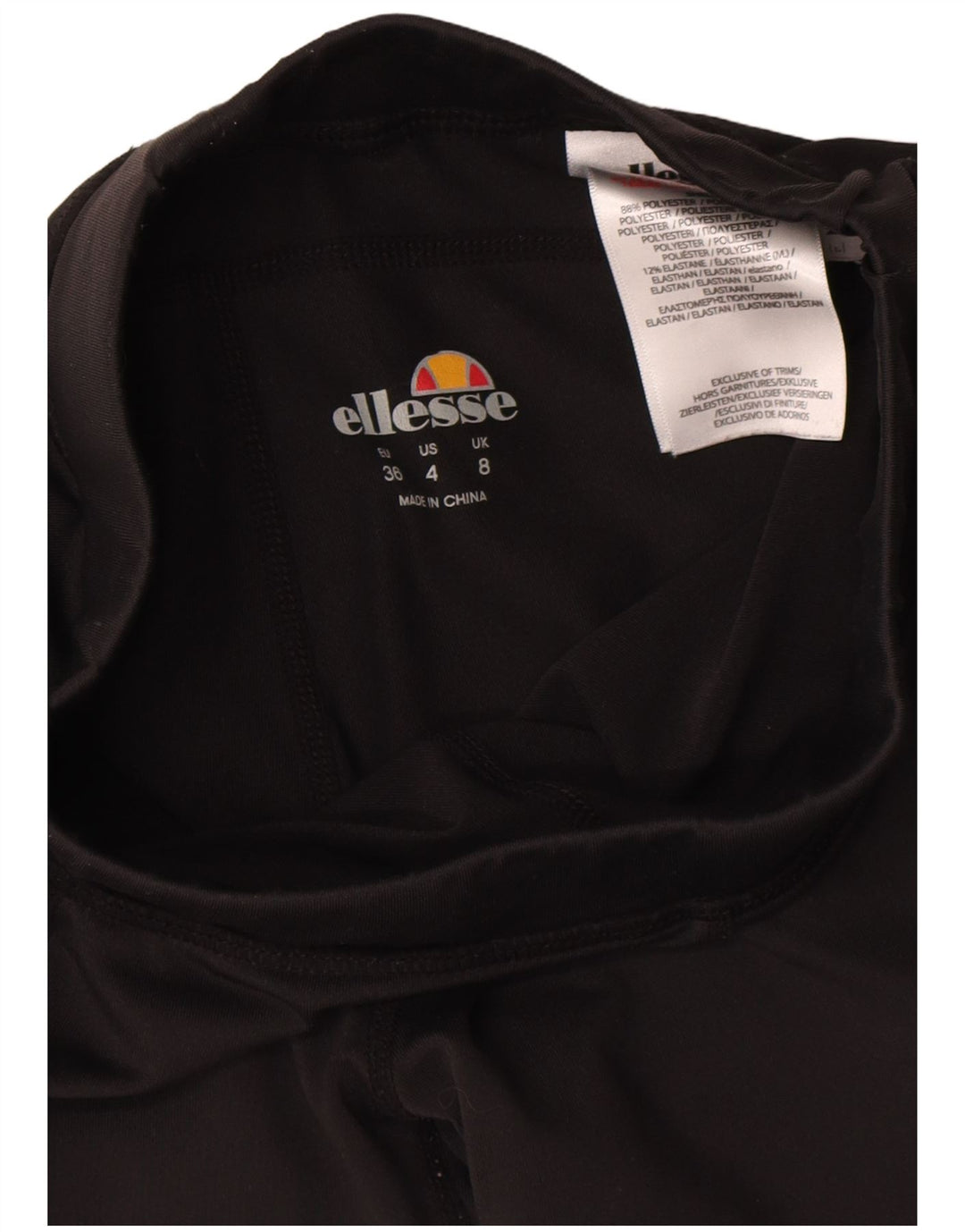 Ellesse Womens Graphic Crop Leggings UK 8 Small Schwarz Polyester