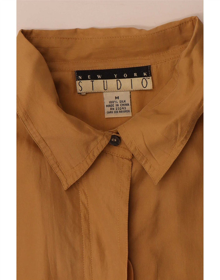 New York Studio Damen Kurzarm-Hemdbluse UK 14 Mittelbraun