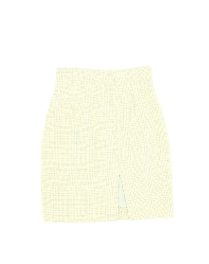 VINTAGE Womens Straight Skirt W24 XS Off White Check Wool | Vintage Vintage | Thrift | Second-Hand Vintage | Used Clothing | Messina Hembry 
