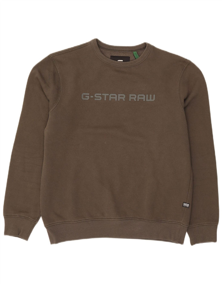 G-Star Herren Grafik-Sweatshirt-Pullover aus mittlerer Khaki-Baumwolle