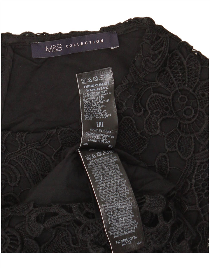 Marks & Spencer Damen Spitzen-Etuikleid, Größe S, Schwarz, Blumenmuster, Polyester