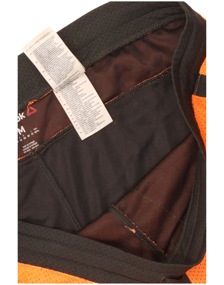 Reebok Herren Grafik-Sportshorts Mittelorangefarbenes Colourblock-Polyester