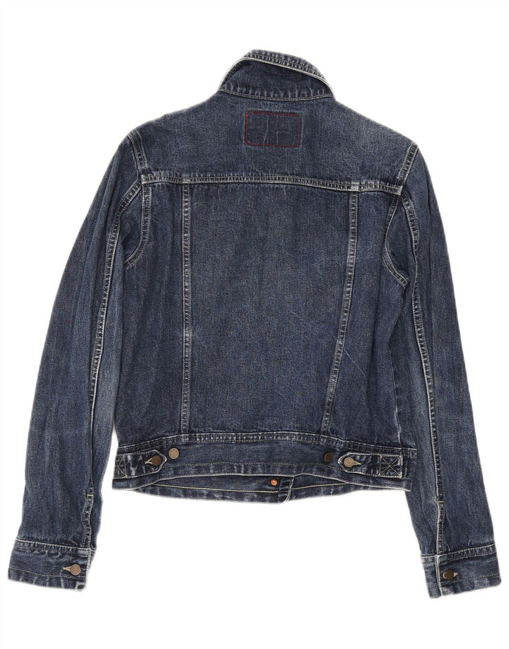 Stefanel Damen Crop Denim Jacke UK 12 Medium Navy Blue