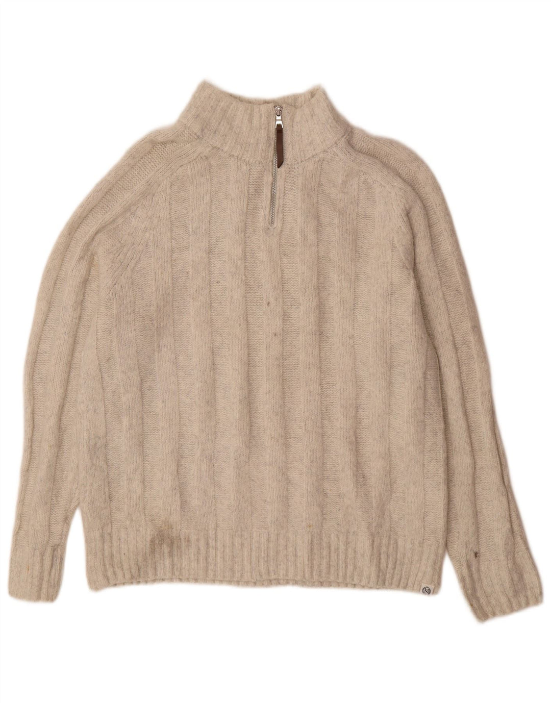 Marks & Spencer Herren-Pullover mit Reißverschluss am Hals, mittleres Off-White-Acryl