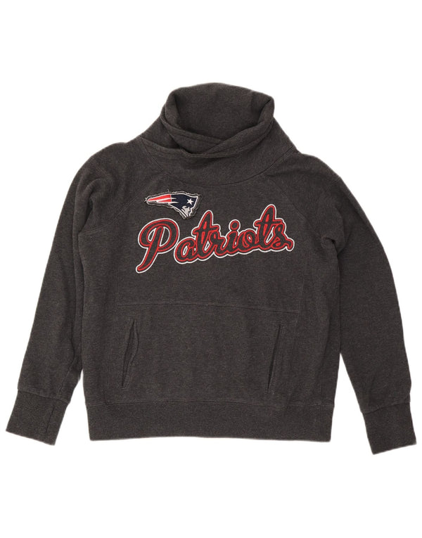 NFL Damen New England Patriots Graphic Sweatshirt Pullover UK 14 Mittelgrau
