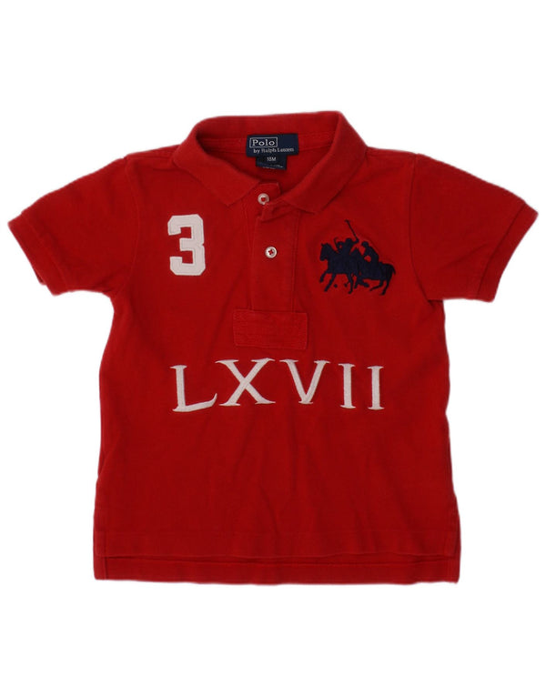 POLO RALPH LAUREN Baby-Jungen-Poloshirt mit Grafik, 12–18 Monate, rote Baumwolle