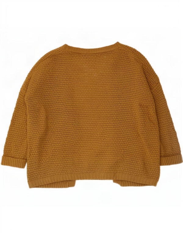 Topshop Damen-Strickjacke, übergroß, 3/4-Ärmel, offen, Gr. 6, XS, Braun