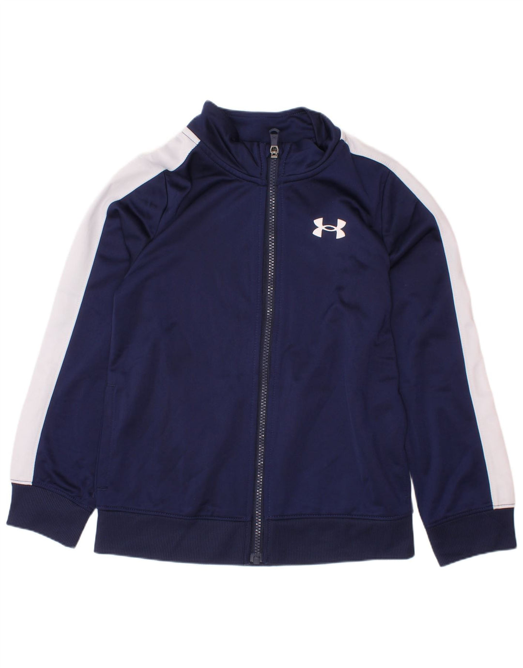 UNDER ARMOUR Jungen-Trainingsanzug-Top-Jacke, 6–7 Jahre, Marineblau, Farbblock