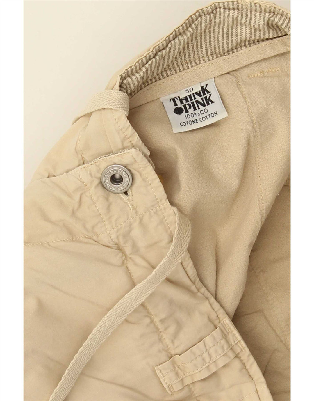 Think Pink Herren-Cargoshorts IT 50 Large W34 Beige Baumwolle