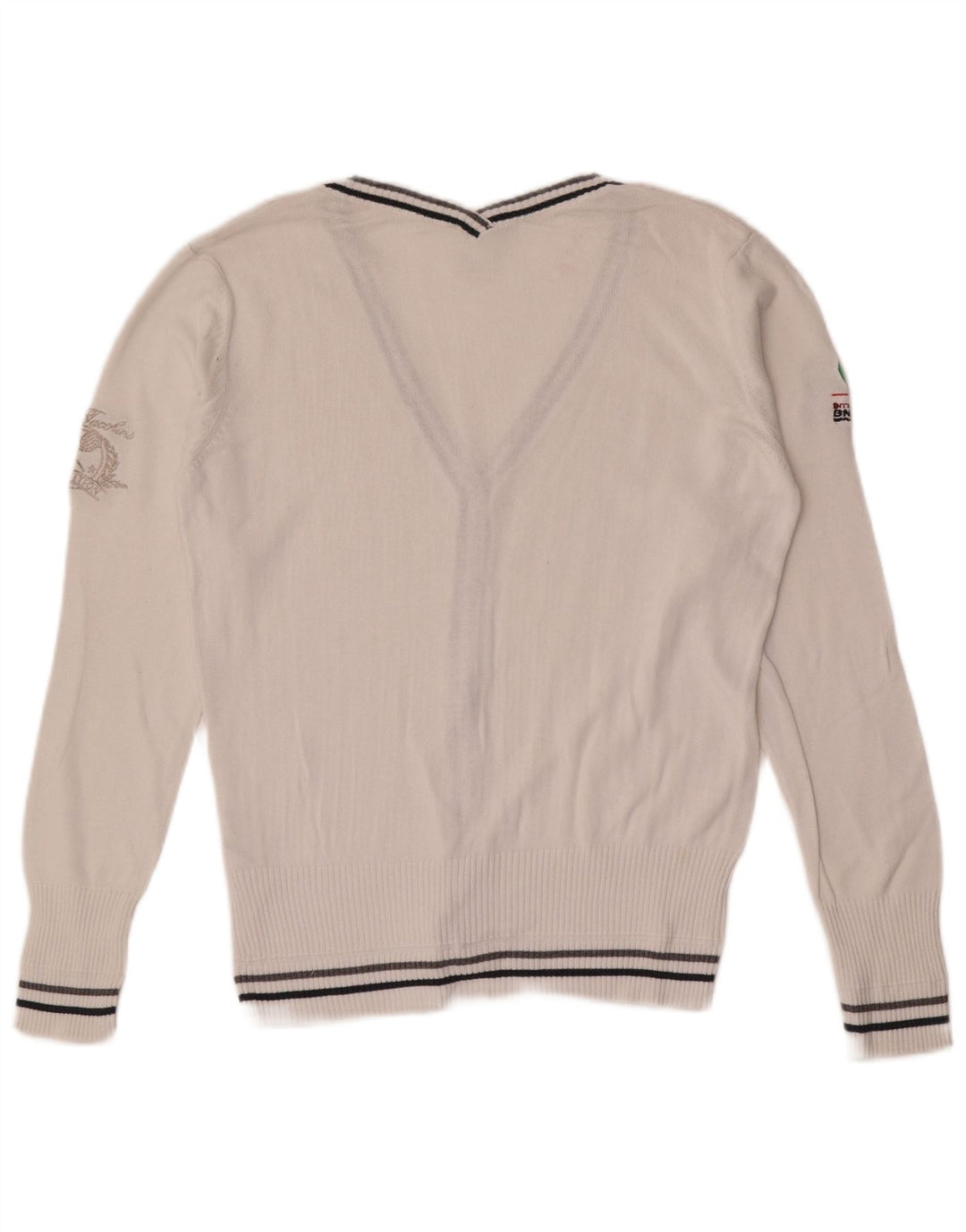 Sergio Tacchini Damen-Cardigan mit Grafik, UK 12, mittelweiße Baumwolle