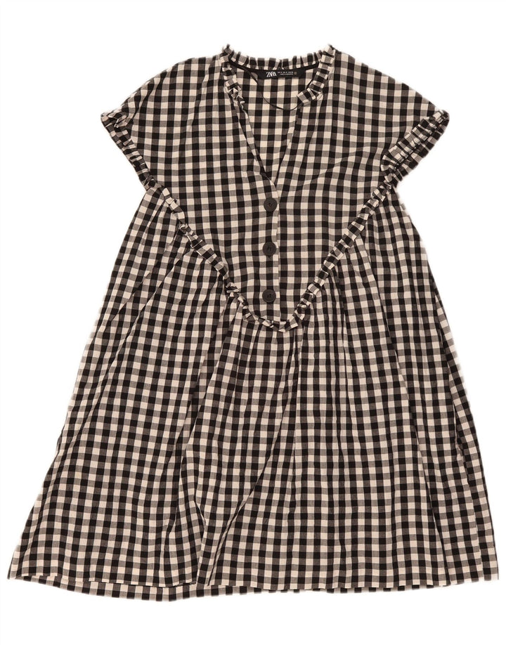 Zara Damen A-Linien-Kleid UK 14 Mittelschwarz Gingham