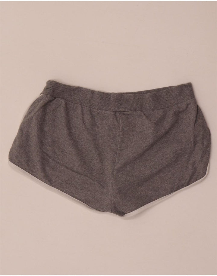 Puma Damen Sportshorts UK 12 Mittelgrau gefleckte Baumwolle