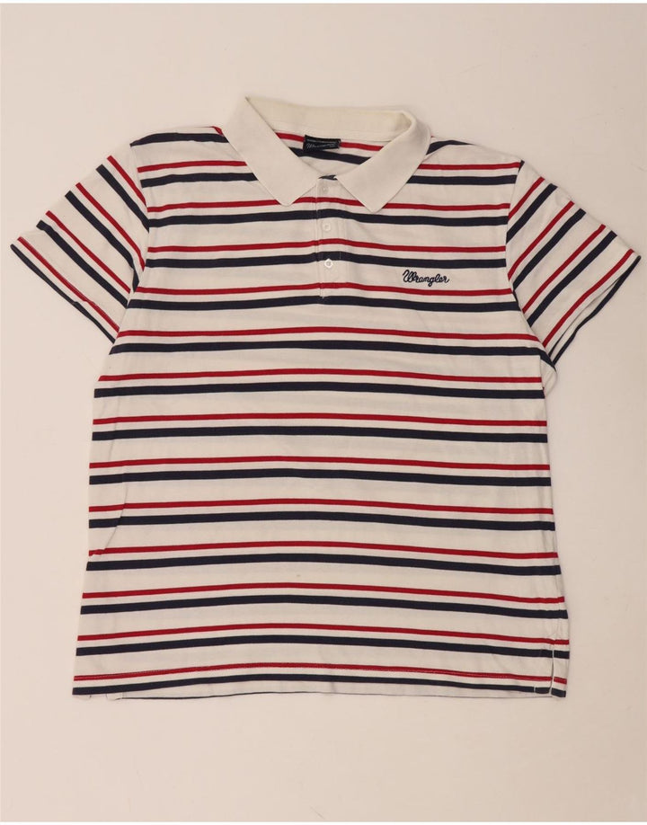 WRANGLER Herren Poloshirt 2XL weiß gestreift aus Baumwolle