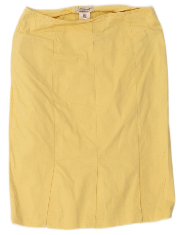 Blumarine Damen gerader Rock IT 40 Small W30 gelbe Baumwolle
