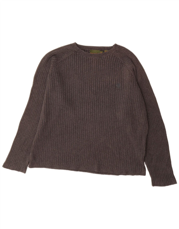 Timberland Herren-Pullover mit U-Boot-Ausschnitt, XL, graue Baumwolle