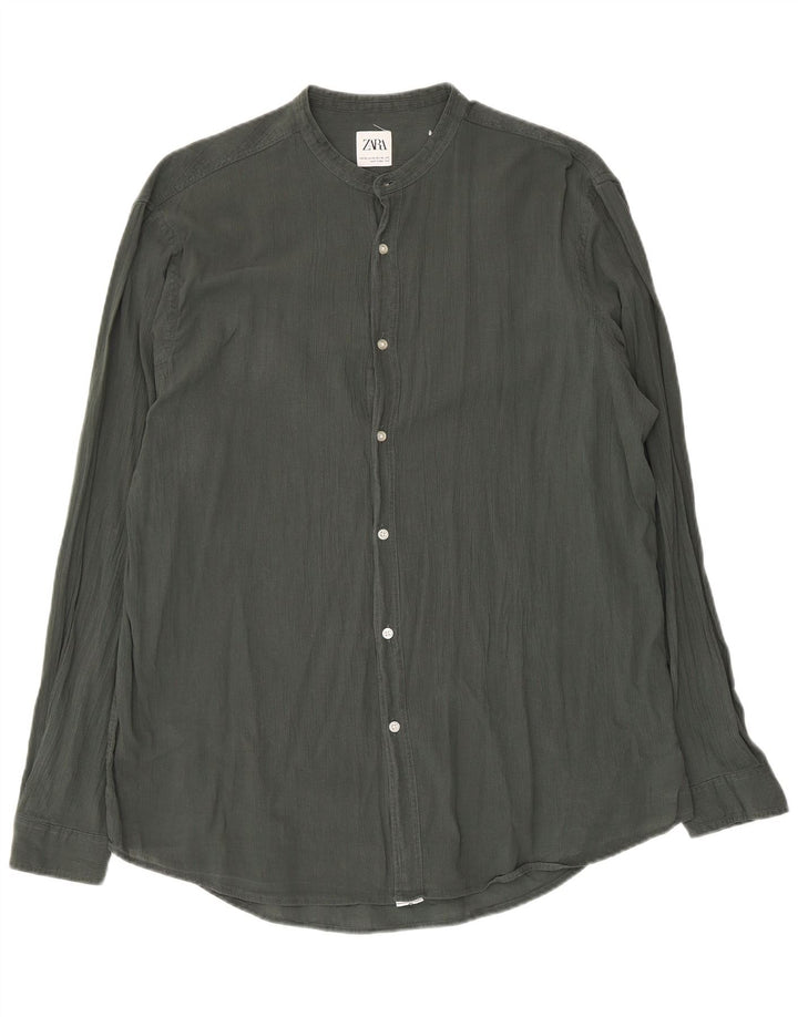 Zara Herrenhemd XL Khaki Baumwolle