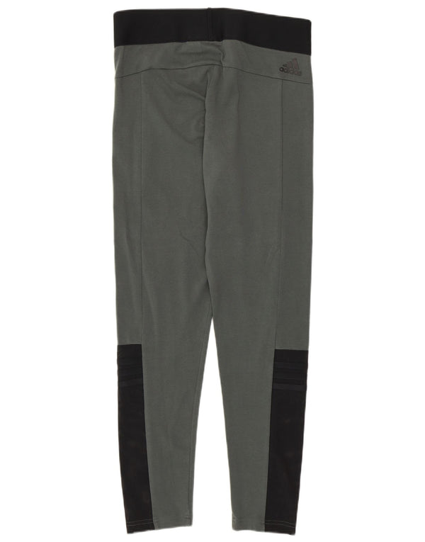 Adidas Damen Leggings UK 12/14 Mittelgraue Colourblock-Baumwolle