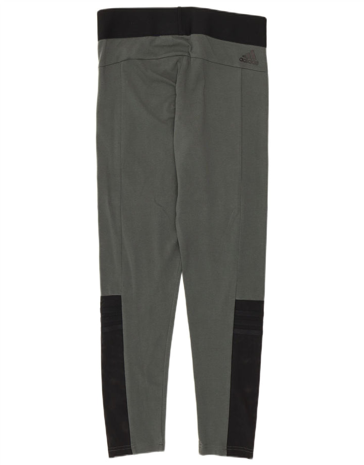 Adidas Damen Leggings UK 12/14 Mittelgraue Colourblock-Baumwolle