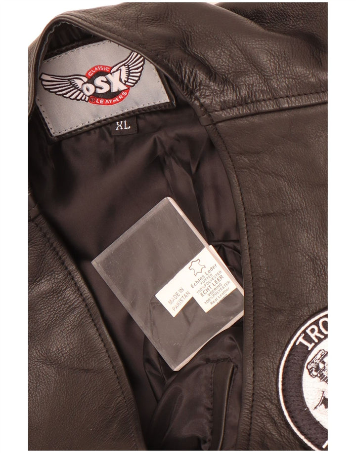 Vintage Herren Lederweste XL Schwarzes Leder