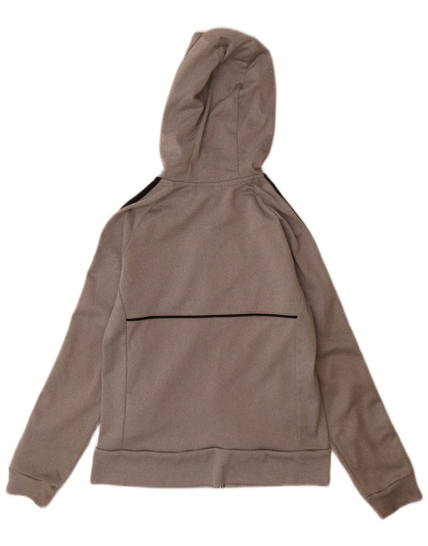Adidas Mädchen-Kapuzenpullover mit Reißverschluss, 9–10 Jahre, graues Colourblock-Polyester