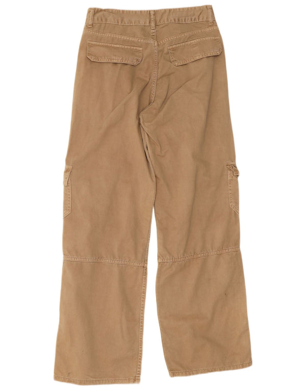 Zara Damen-Cargohose mit lockerer Passform, EU 36, XS, B26, L30, beige Baumwolle