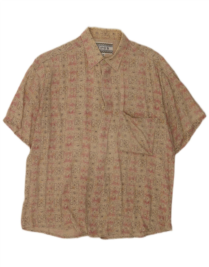 Tipo' S Herren-Kurzarmhemd aus mittelbeigem, geometrischem Rayon