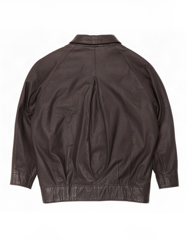 Angelo Muroni Damen Übergroße Lederjacke EU 36 Small Schwarz