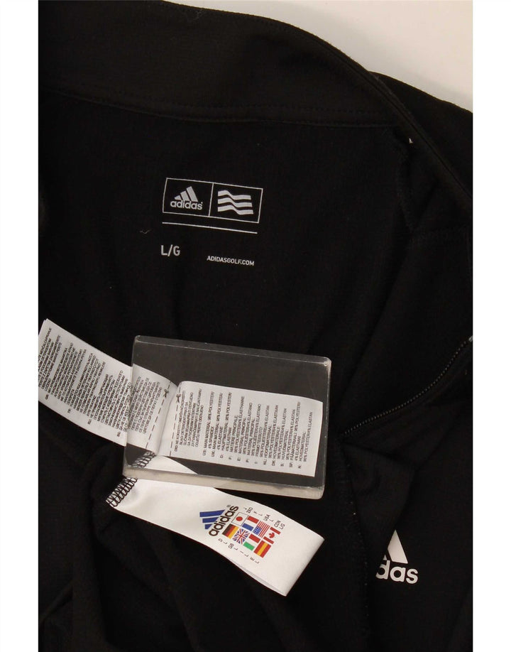 Adidas Herren-Sweatshirt mit Reißverschluss am Hals, groß, aus schwarzem Polyester