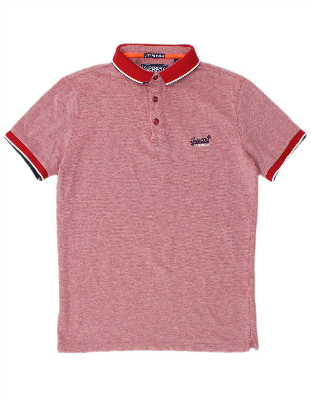 SUPERDRY Herren City Fit Poloshirt Mittelrot gesprenkelte Baumwolle