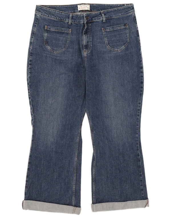 Fat Face Damen Fly High Waist Crop Flared Jeans UK 20 2XL W40 L26 Blau