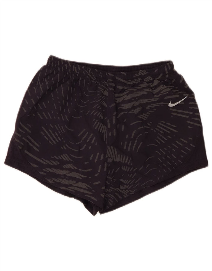 NIKE Womens Abstract Pattern Sport Shorts UK 4 XS  Navy Blue Polyester