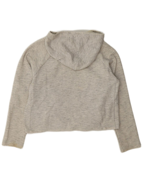 Puma Damen Crop Hoodie Pullover UK 10 Small Grau meliert