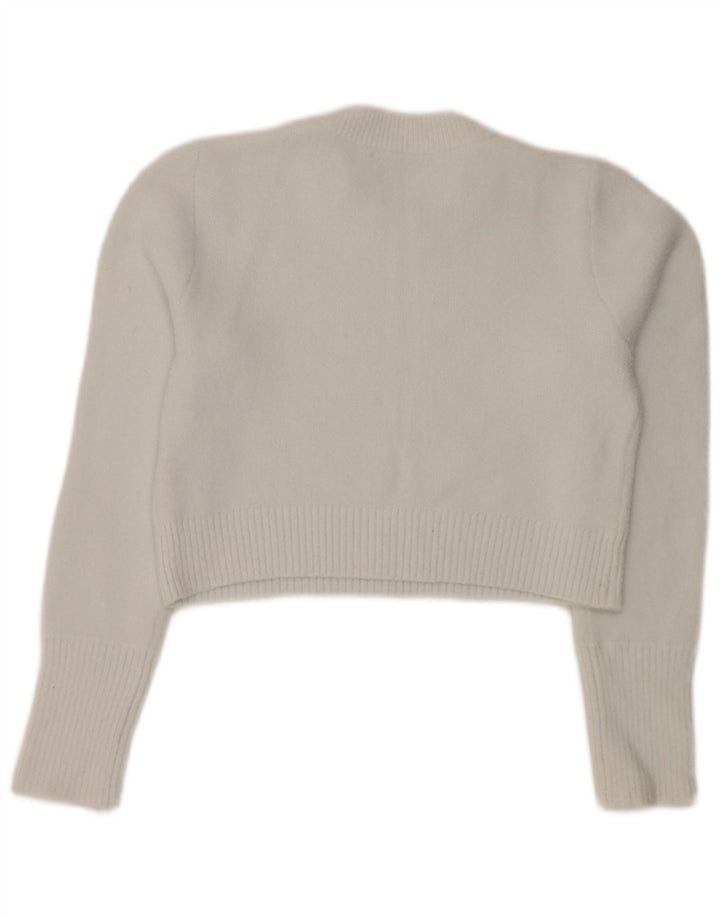Zara Damen Crop Crew Neck Pullover Pullover UK 12 Medium White Nylon
