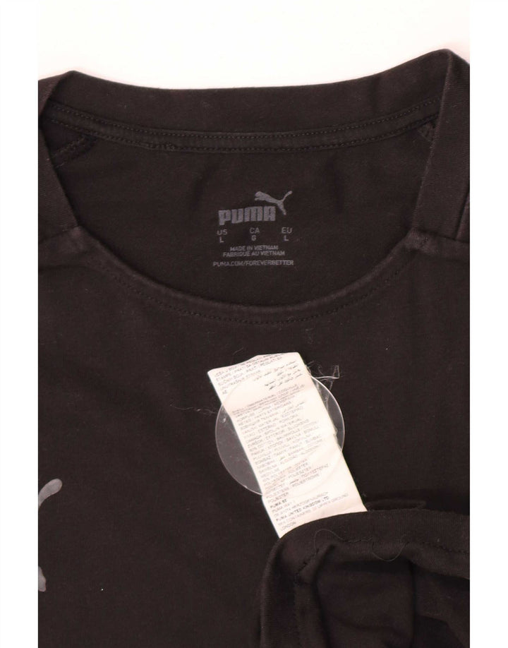 Puma Herren-T-Shirt mit kurzen Ärmeln, normal, groß, aus schwarzer Baumwolle