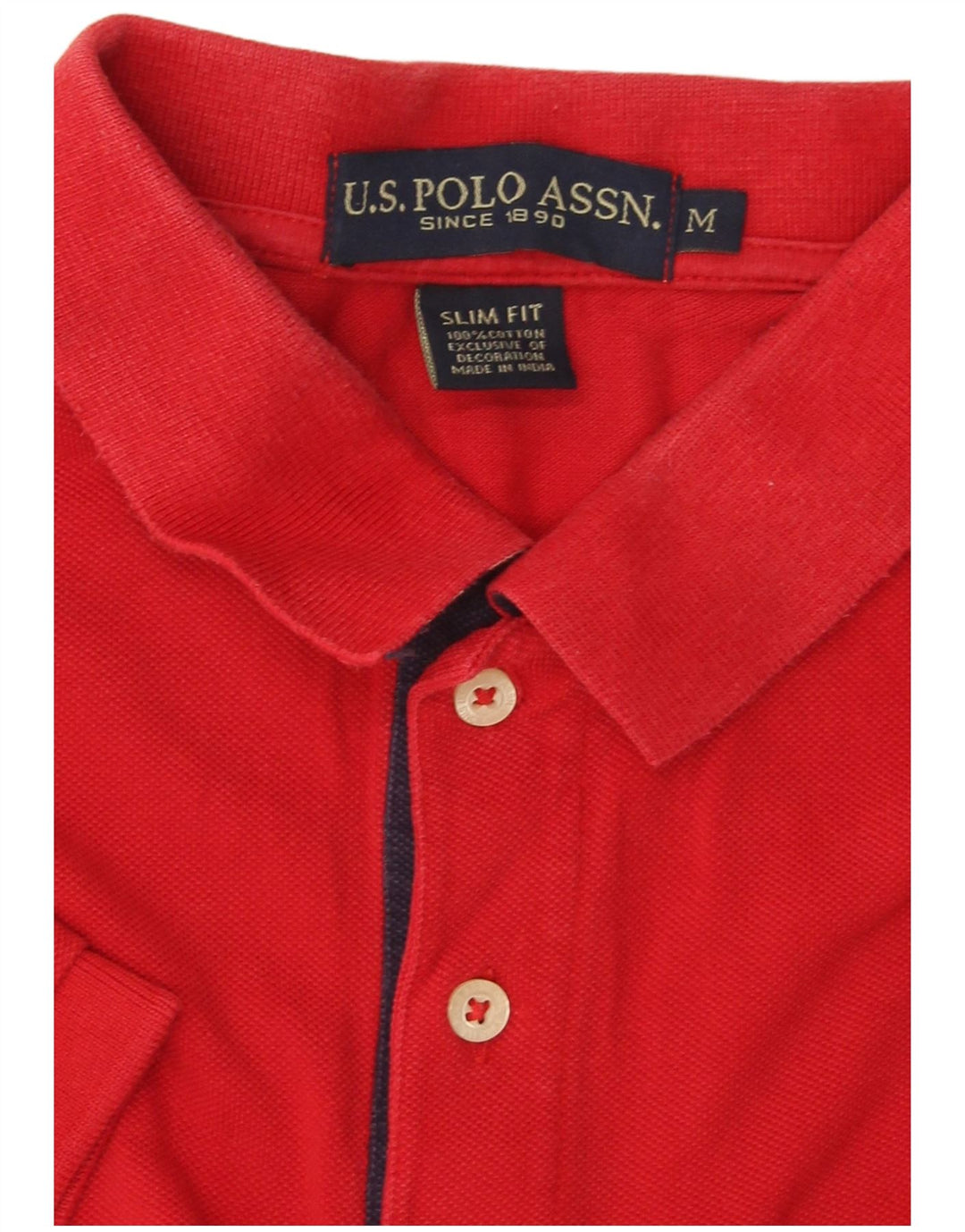 US POLO ASSN. Grafisches Slim-Fit-Poloshirt für Herren aus mittelroter Baumwolle