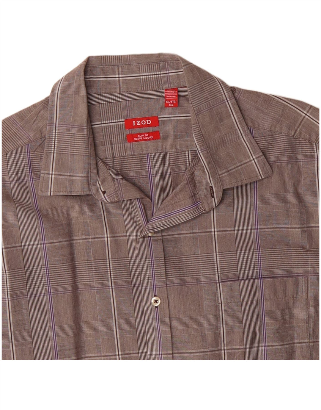 IZOD Herren Slim Fit Hemd 2XL Grau karierte Baumwolle