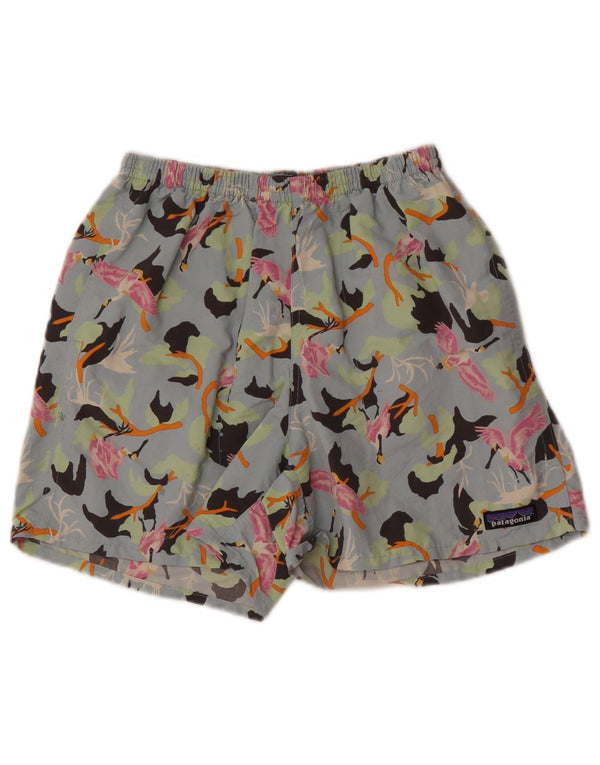 Patagonia Damen Graphic Sport Shorts UK 8 Small Blue Animal Print