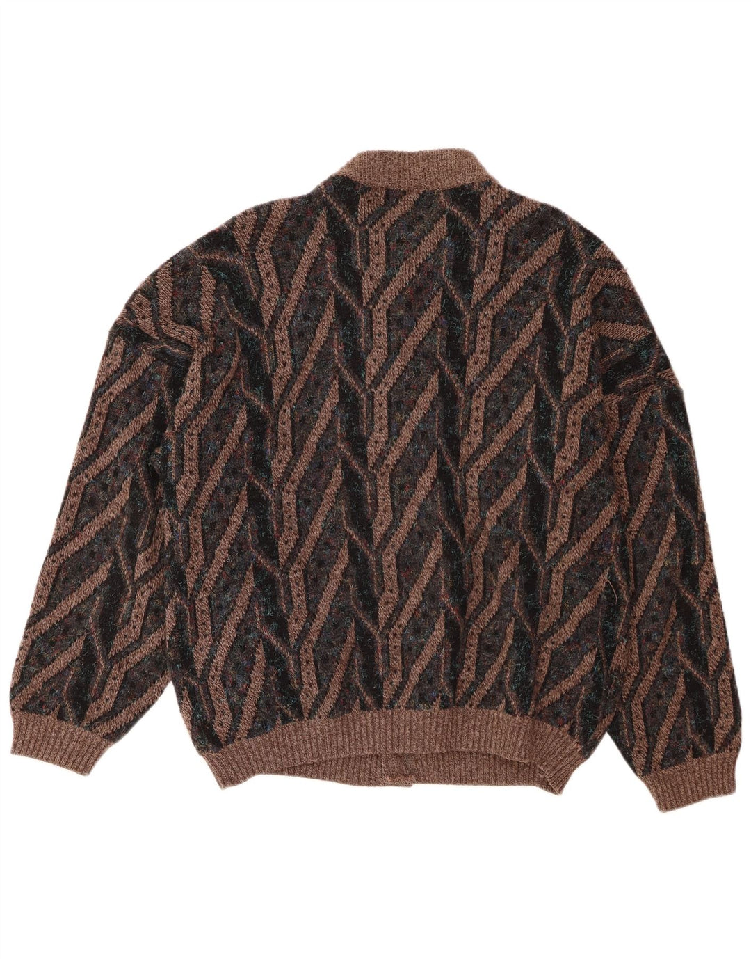 Vintage Herren Cardigan Pullover Groß Braun Geometrisch